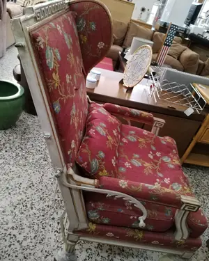 Sillon estilo barroco con tapizado floral - miniatura 2