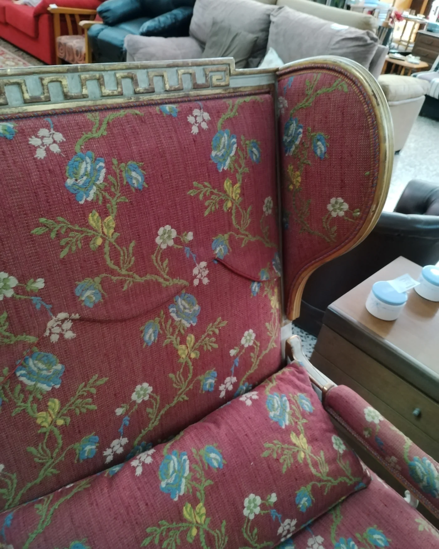 Sillon estilo barroco con tapizado floral - imagen 3