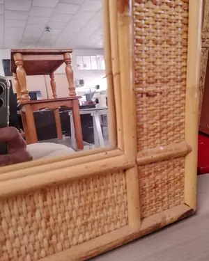 Espejo vintage de mimbre claro - miniatura 4