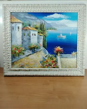 Óleo sobre lienzo puerto con casa - miniatura 1