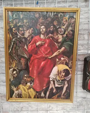 Óleo de Jesús con marco dorado - miniatura 1
