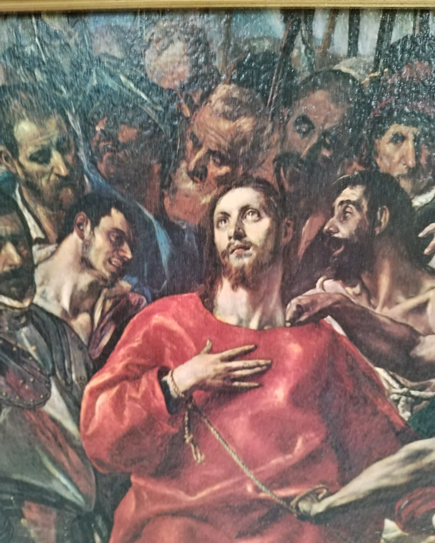 Óleo de Jesús con marco dorado - imagen 2