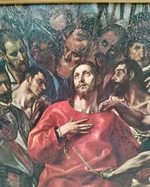 Óleo de Jesús con marco dorado - miniatura 2