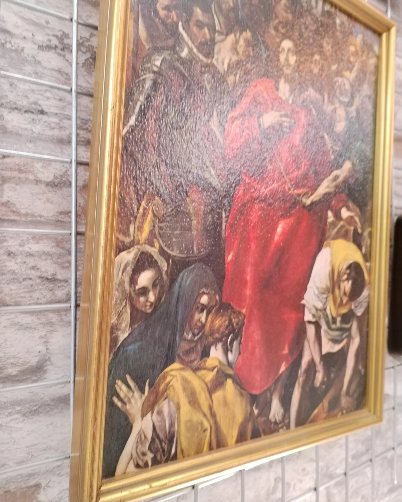 Óleo de Jesús con marco dorado - imagen 4