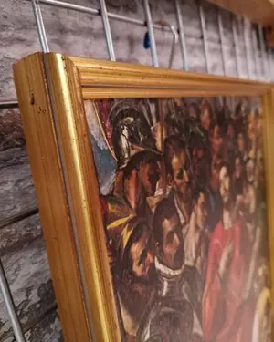 Óleo de Jesús con marco dorado - miniatura 6