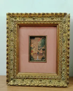 Pareja de cuadros con pintura india enmarcados - miniatura 2