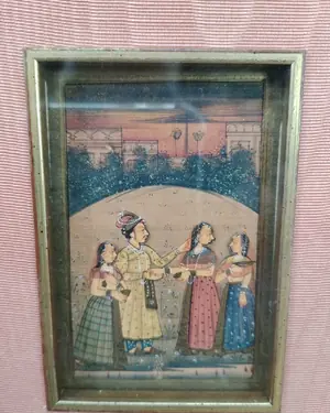 Pareja de cuadros con pintura india enmarcados - miniatura 5