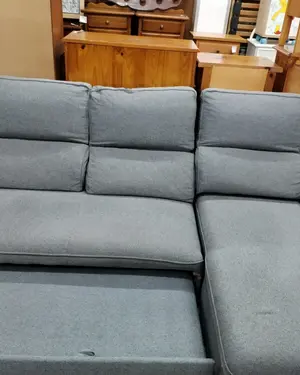 Sofá Chaise Longue Gris con Cama Abatible y Reposabrazos con Bandeja - miniatura 5