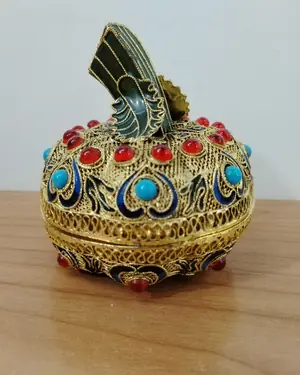 Joyero tibetano antiguo con forma de calabaza - miniatura 1