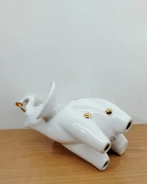 Cerdo cerámica blanco y dorado marca Sambo - miniatura 4