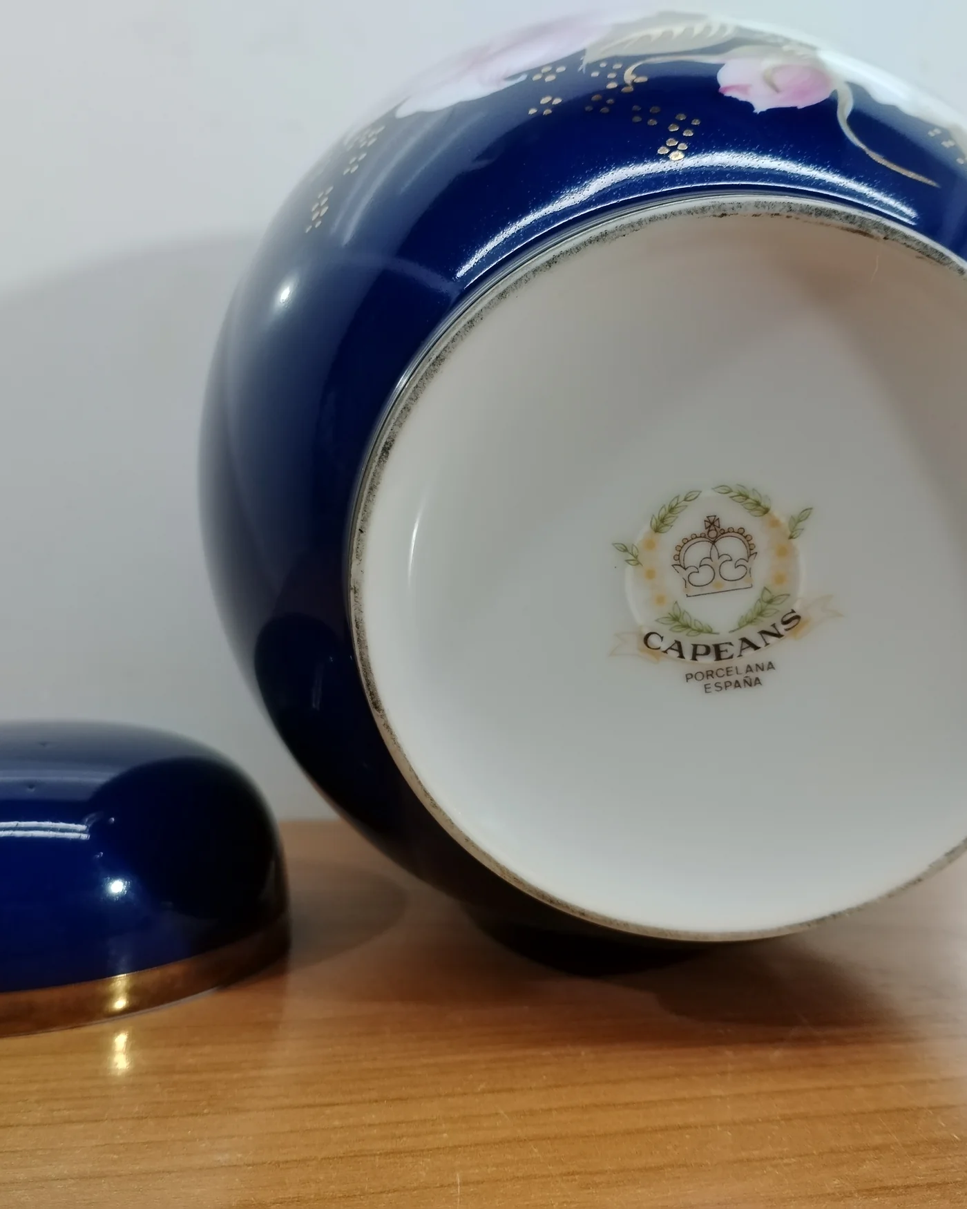 Jarrón de porcelana Capeans con tapa y decoración floral - imagen 5