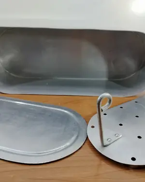 Hervidor para pescado vintage en aluminio con tapa y rejilla - miniatura 3