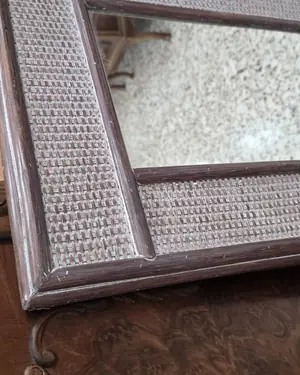 Espejo de mimbre rectangular vintage - miniatura 2