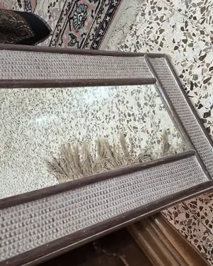 Espejo de mimbre rectangular vintage - miniatura 4