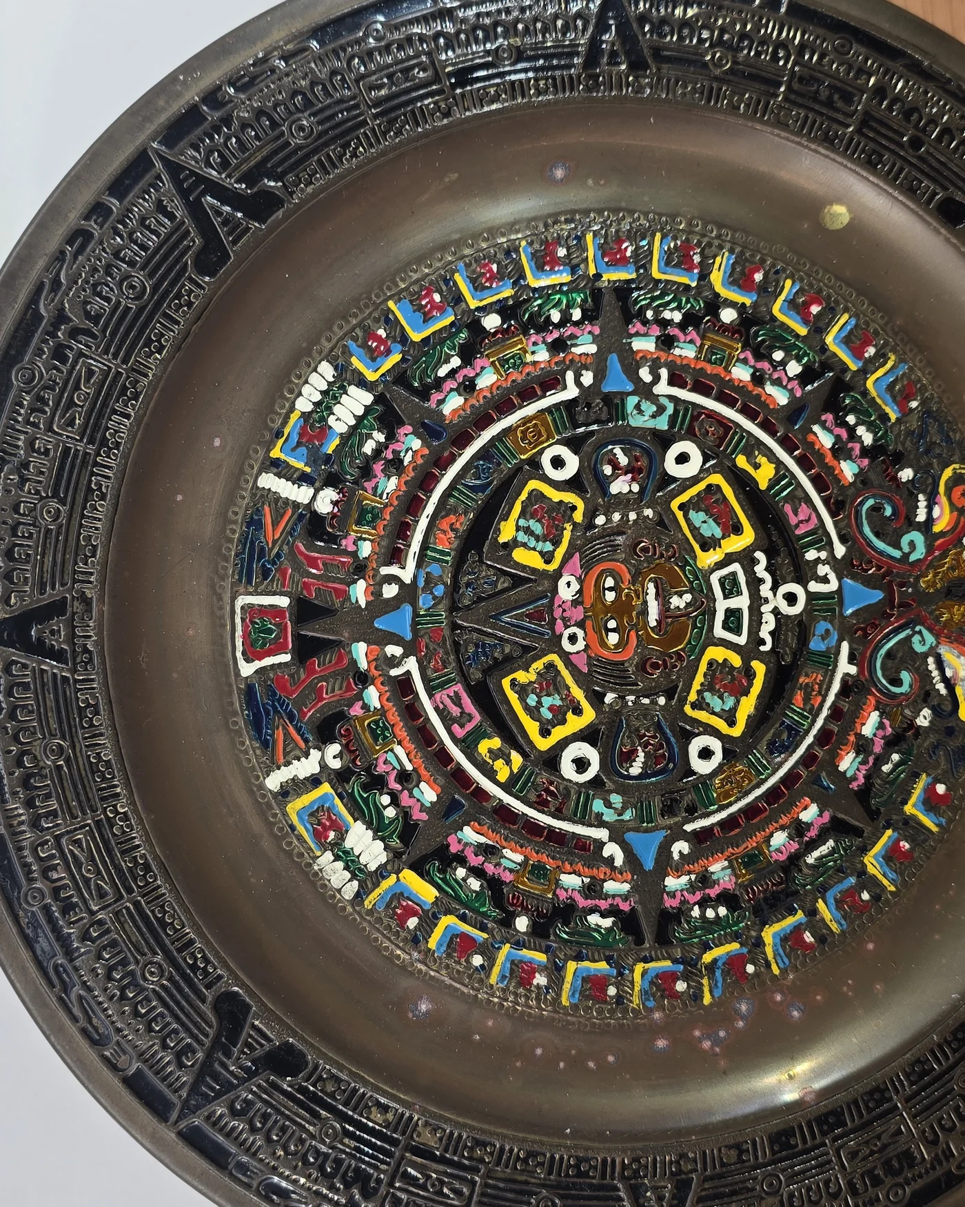 Plato Decorativo Estilo Mexicano Calendario Azteca - imagen 2