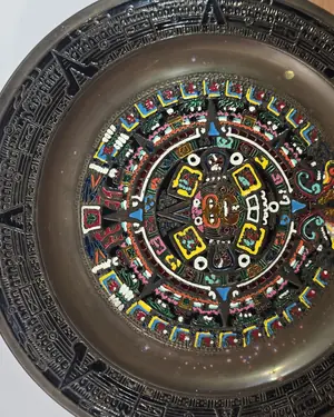 Plato Decorativo Estilo Mexicano Calendario Azteca - miniatura 2