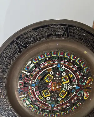 Plato Decorativo Estilo Mexicano Calendario Azteca - miniatura 3