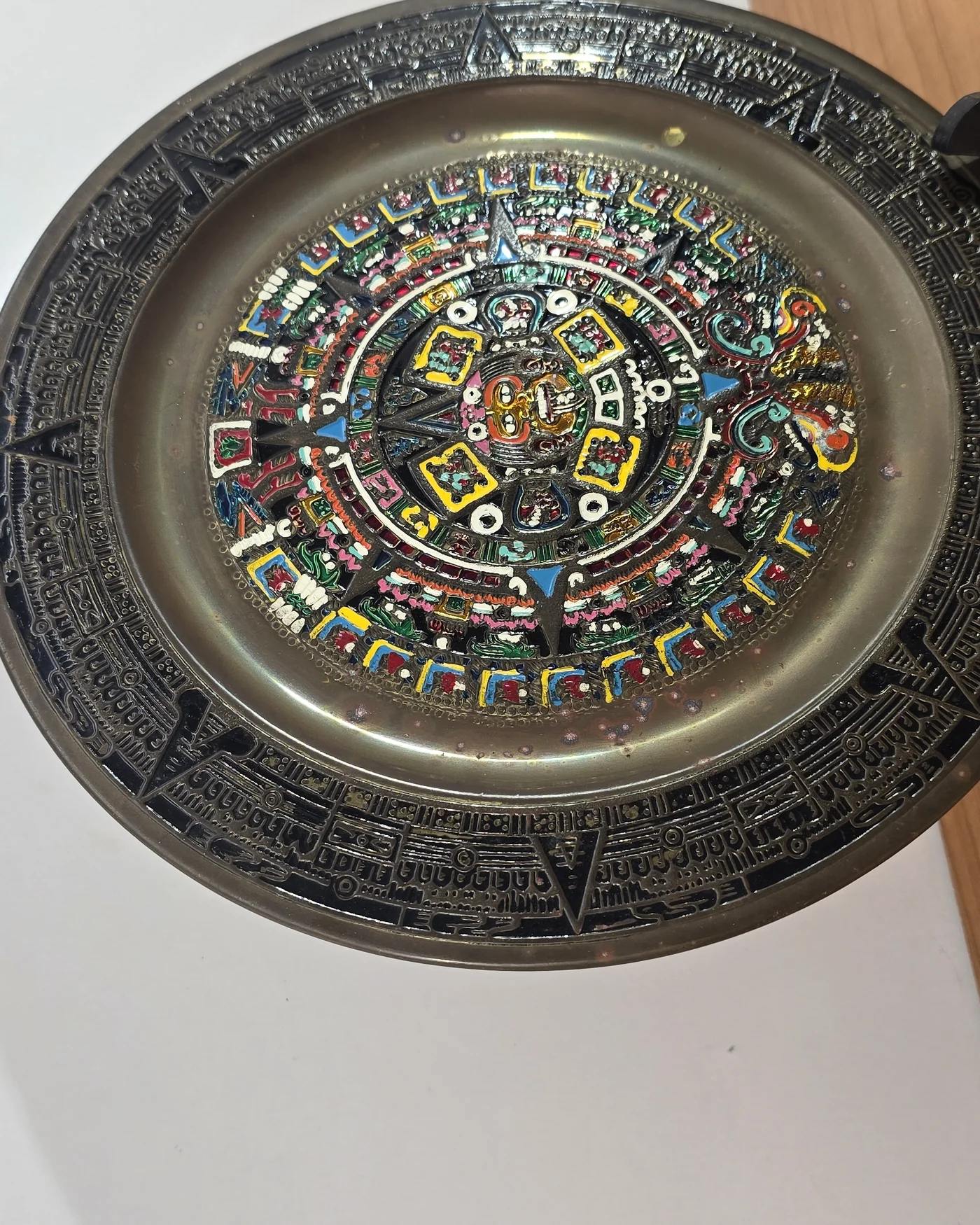 Plato Decorativo Estilo Mexicano Calendario Azteca - imagen 5