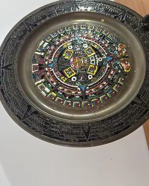 Plato Decorativo Estilo Mexicano Calendario Azteca - miniatura 5