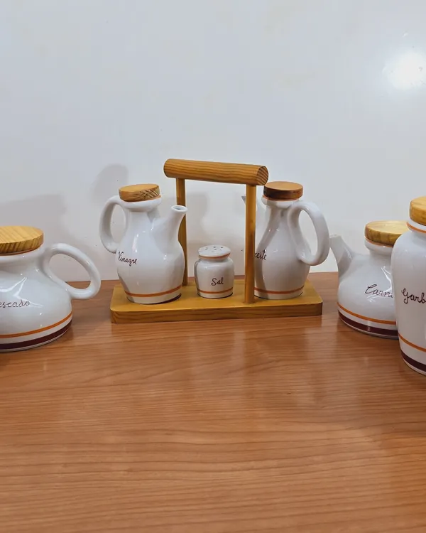 Conjunto tarros de cocina blanco de porc