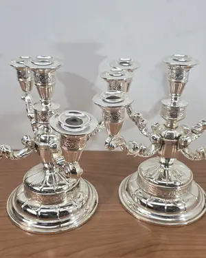 Candelabros de alpaca bañados en plata - miniatura 1