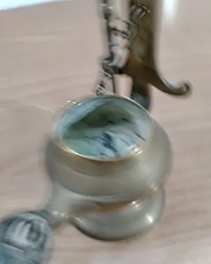 Antiguo candil de bronce minero - miniatura 3