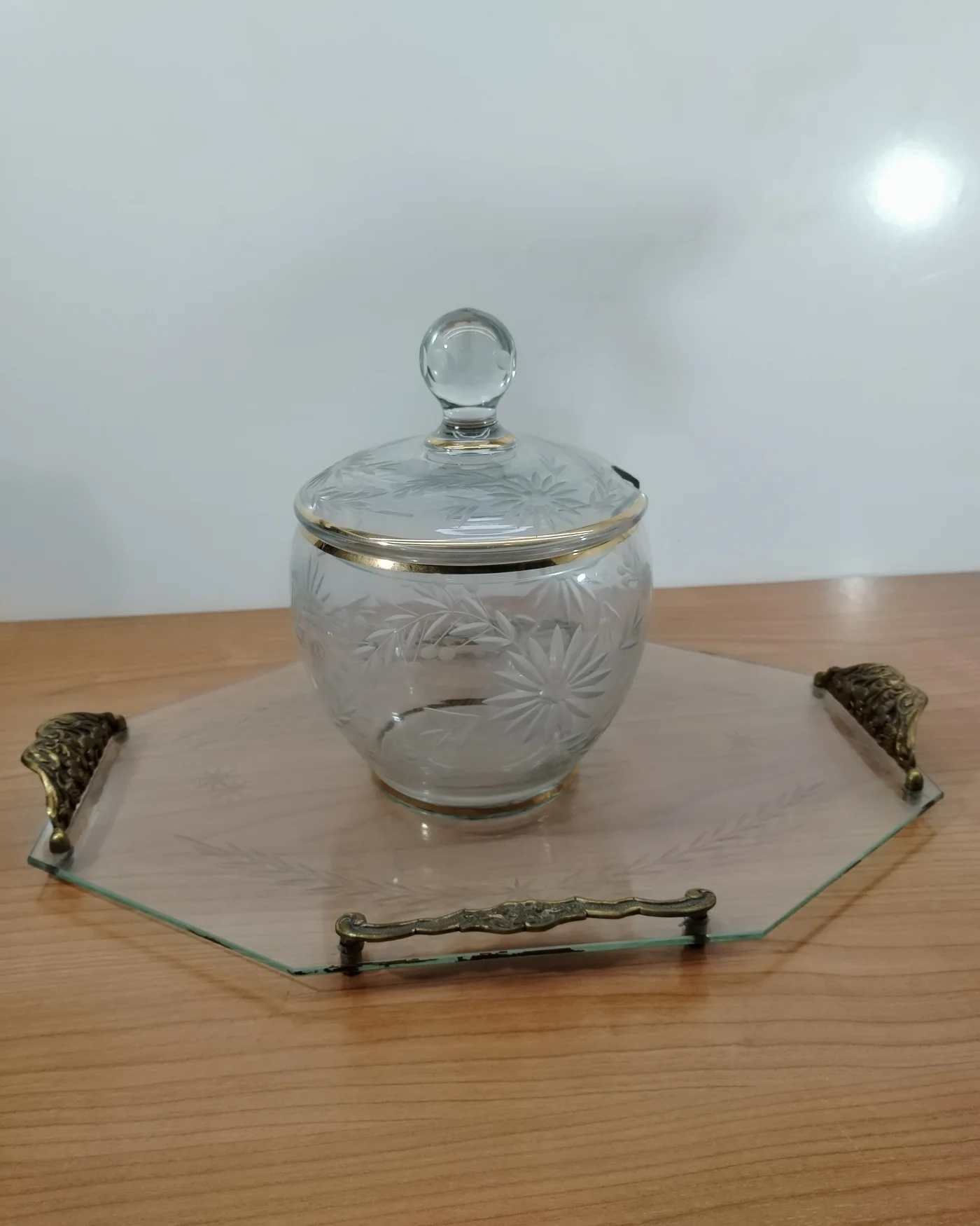 Ponchera cristal tallado ocn bandeja - imagen 1