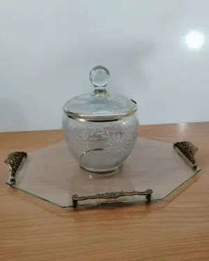 Ponchera cristal tallado ocn bandeja - miniatura 1