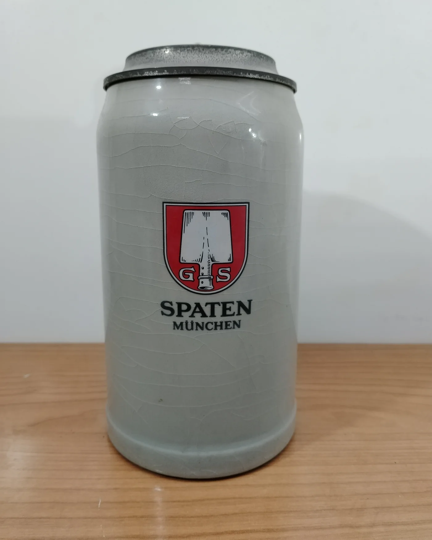 Jarra de cerveza vintage Spaten Múnich con tapa metálica - imagen 3