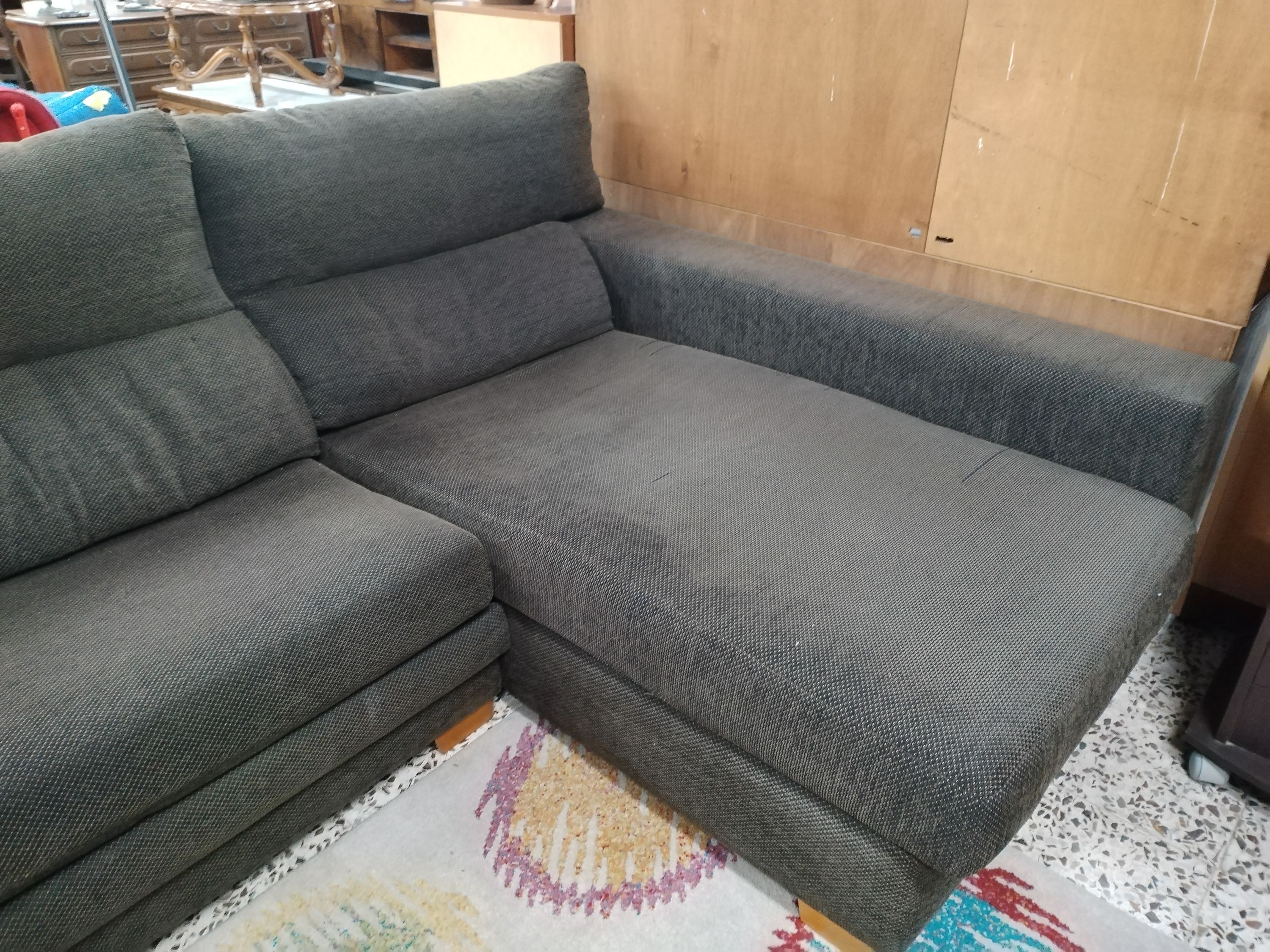 Sofá Chaise Longue en Tela Gris - miniatura 3
