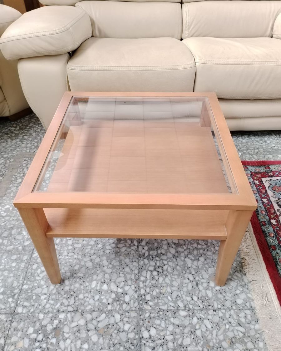 Mesa de centro de madera y cristal - imagen 2