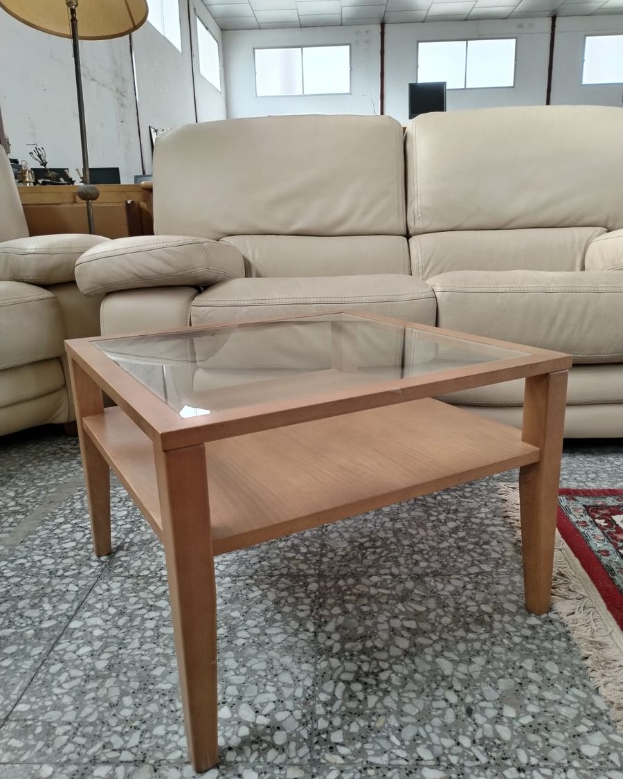 Mesa de centro de madera y cristal - imagen 3