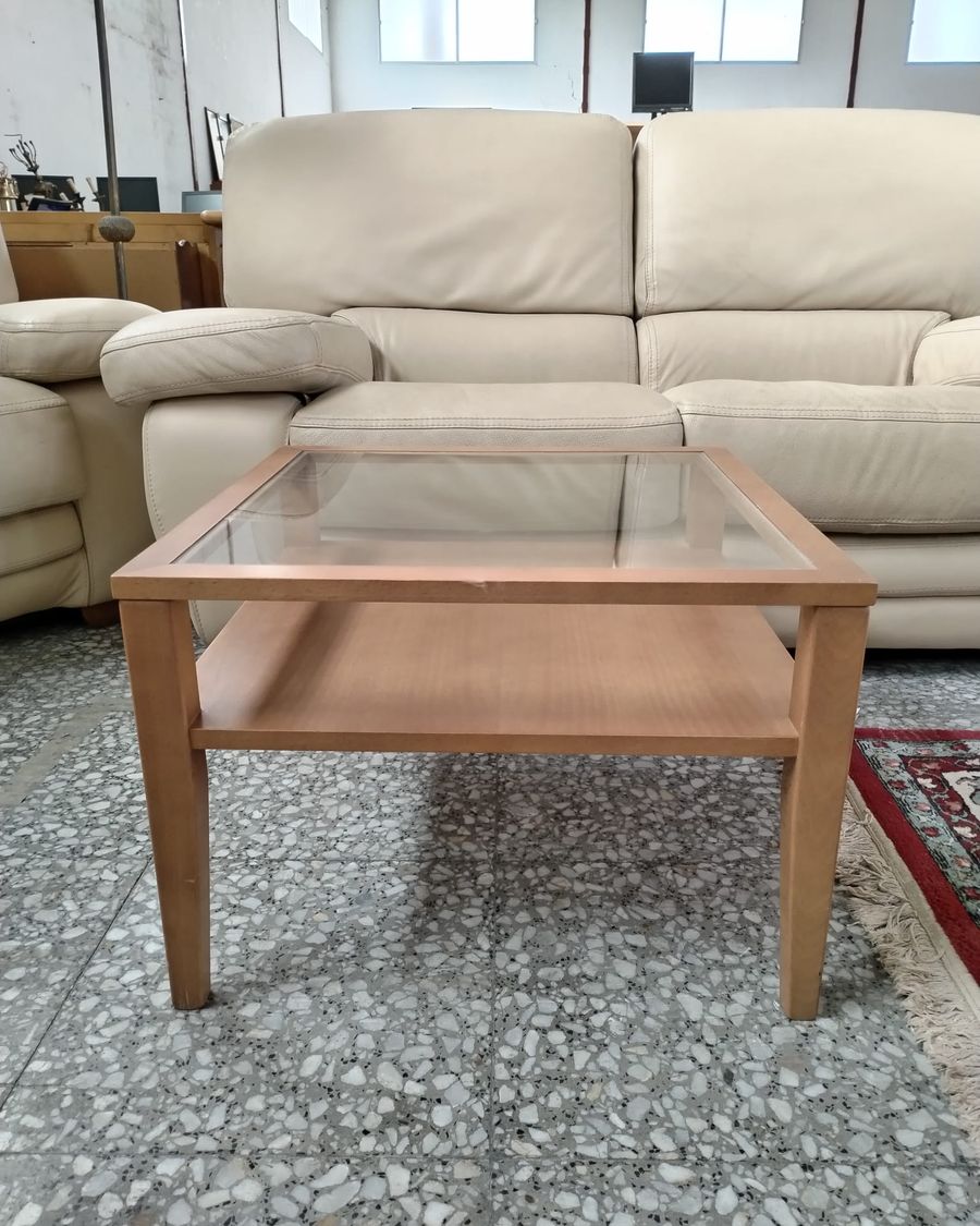 Mesa de centro de madera y cristal - imagen 4