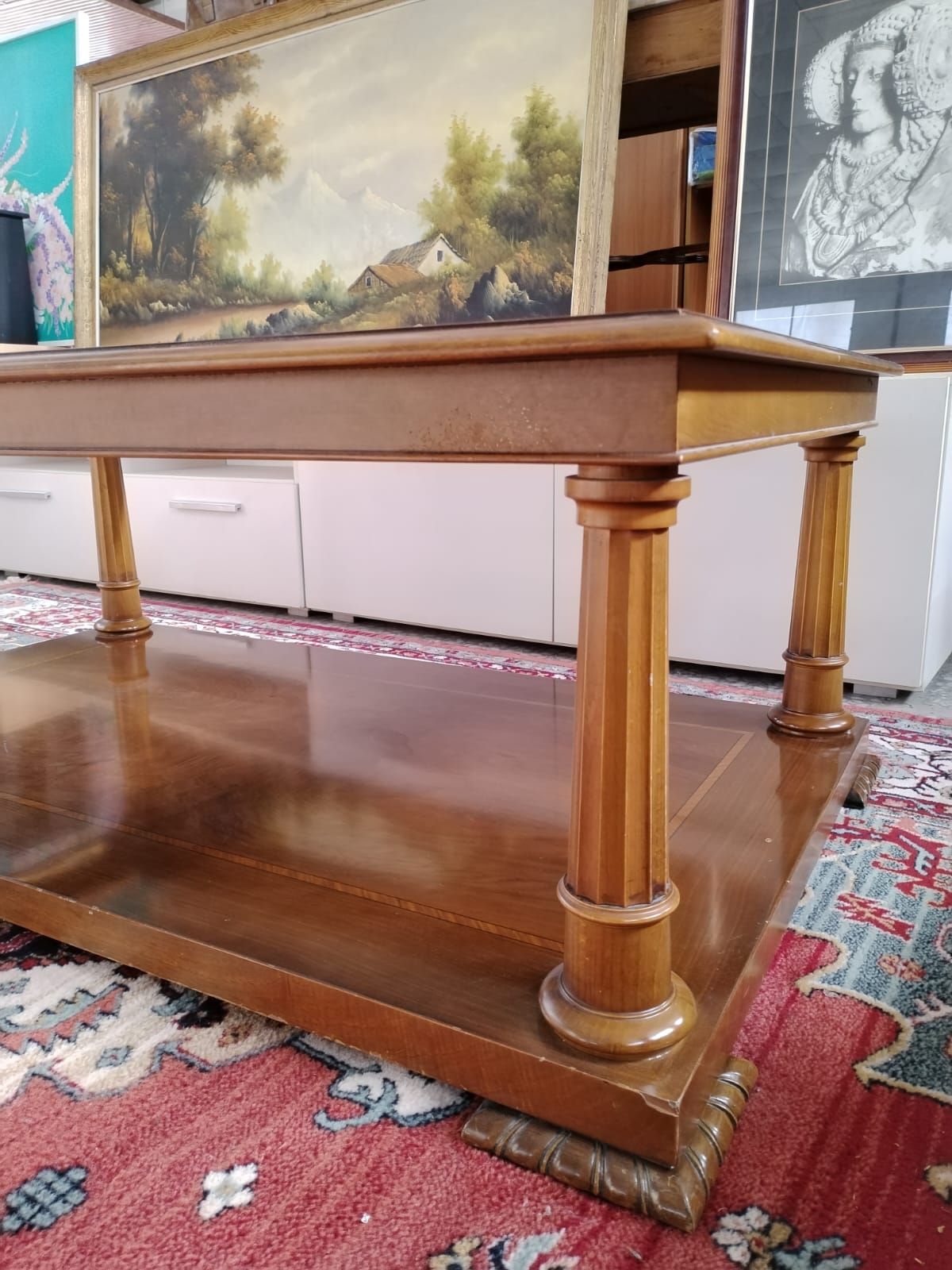 Mesa de centro con cristal y estante inferior - miniatura 4