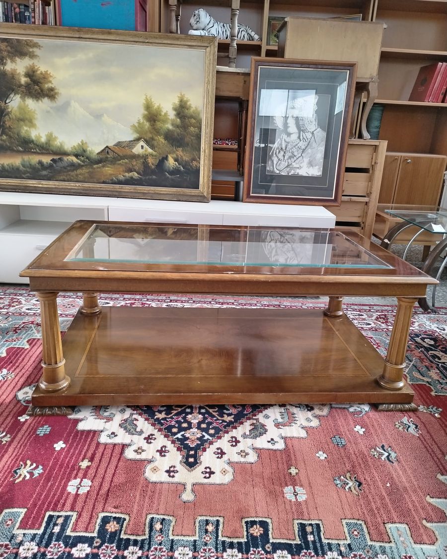 Mesa de centro con cristal y estante inferior - imagen 5