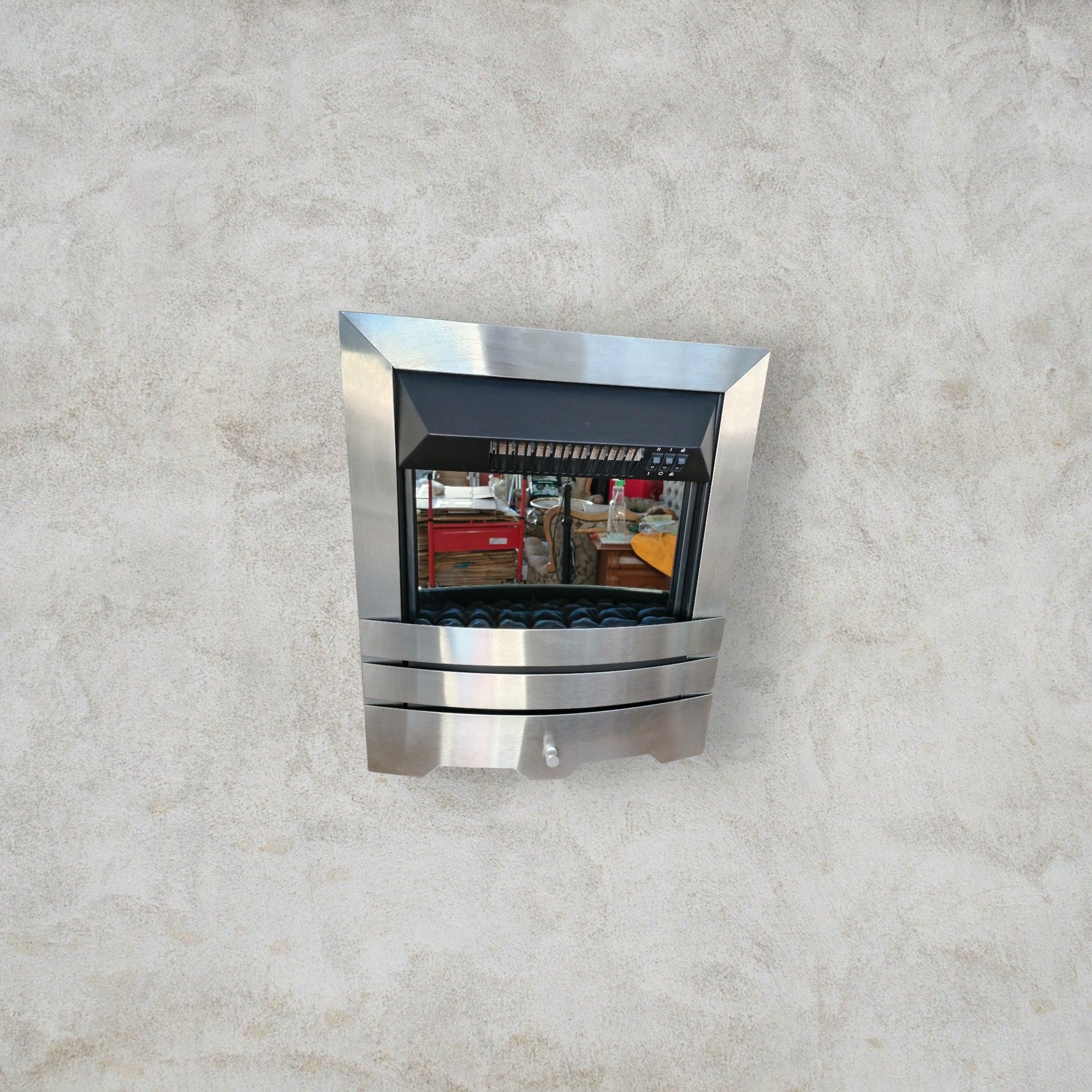 Chimenea eléctrica decorativa con efecto de fuego y piedras - miniatura 7