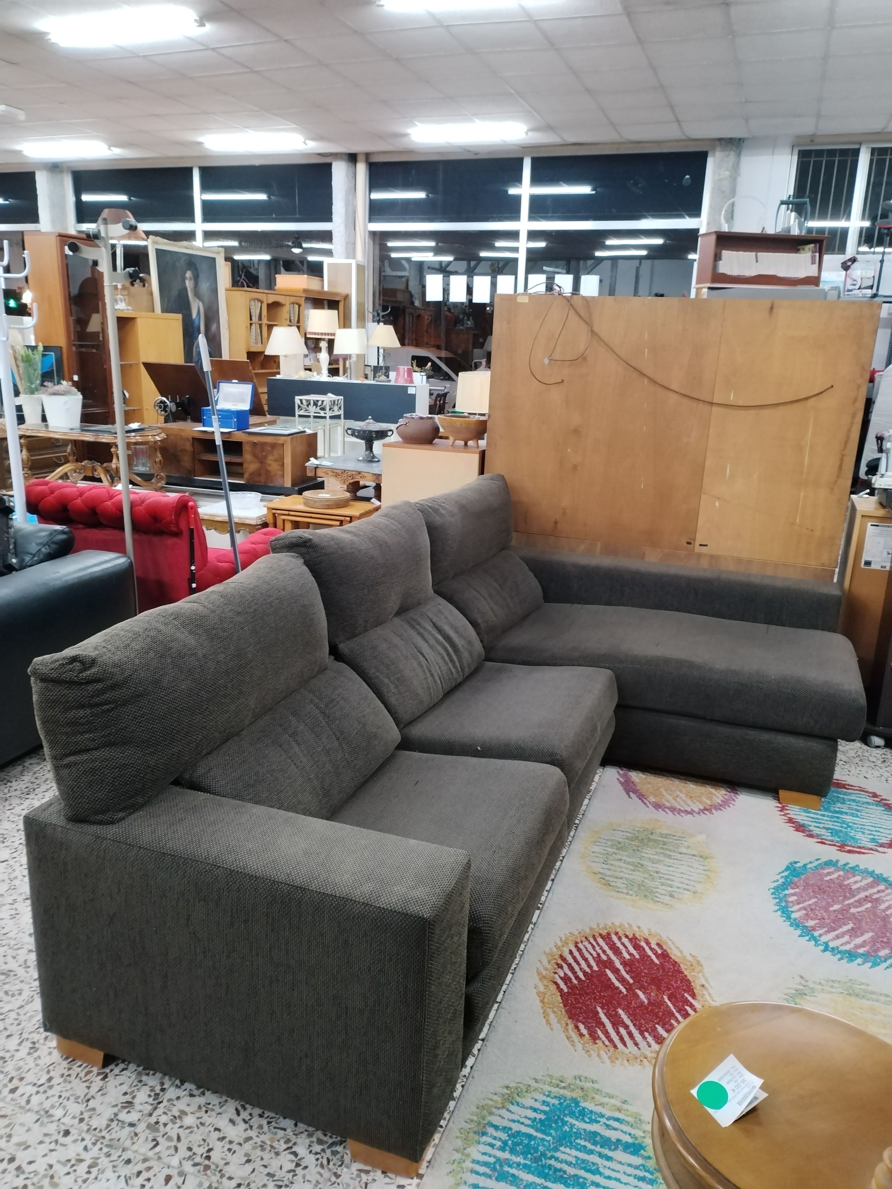 Sofá Chaise Longue en Tela Gris