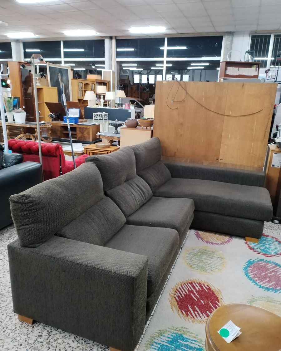Sofá Chaise Longue en Tela Gris - imagen 1