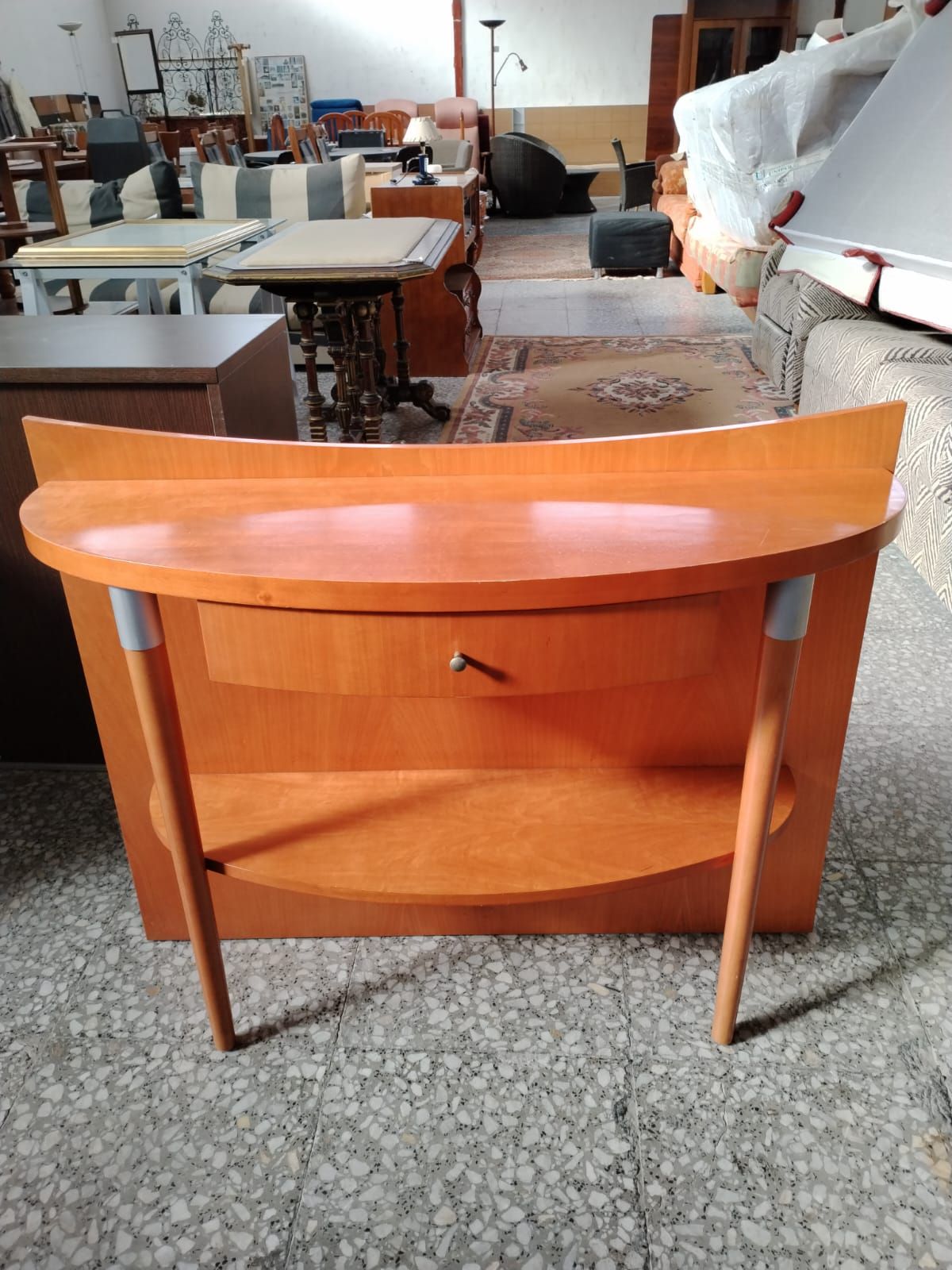 Mueble recibidor curvo con cajón y estante - miniatura 5