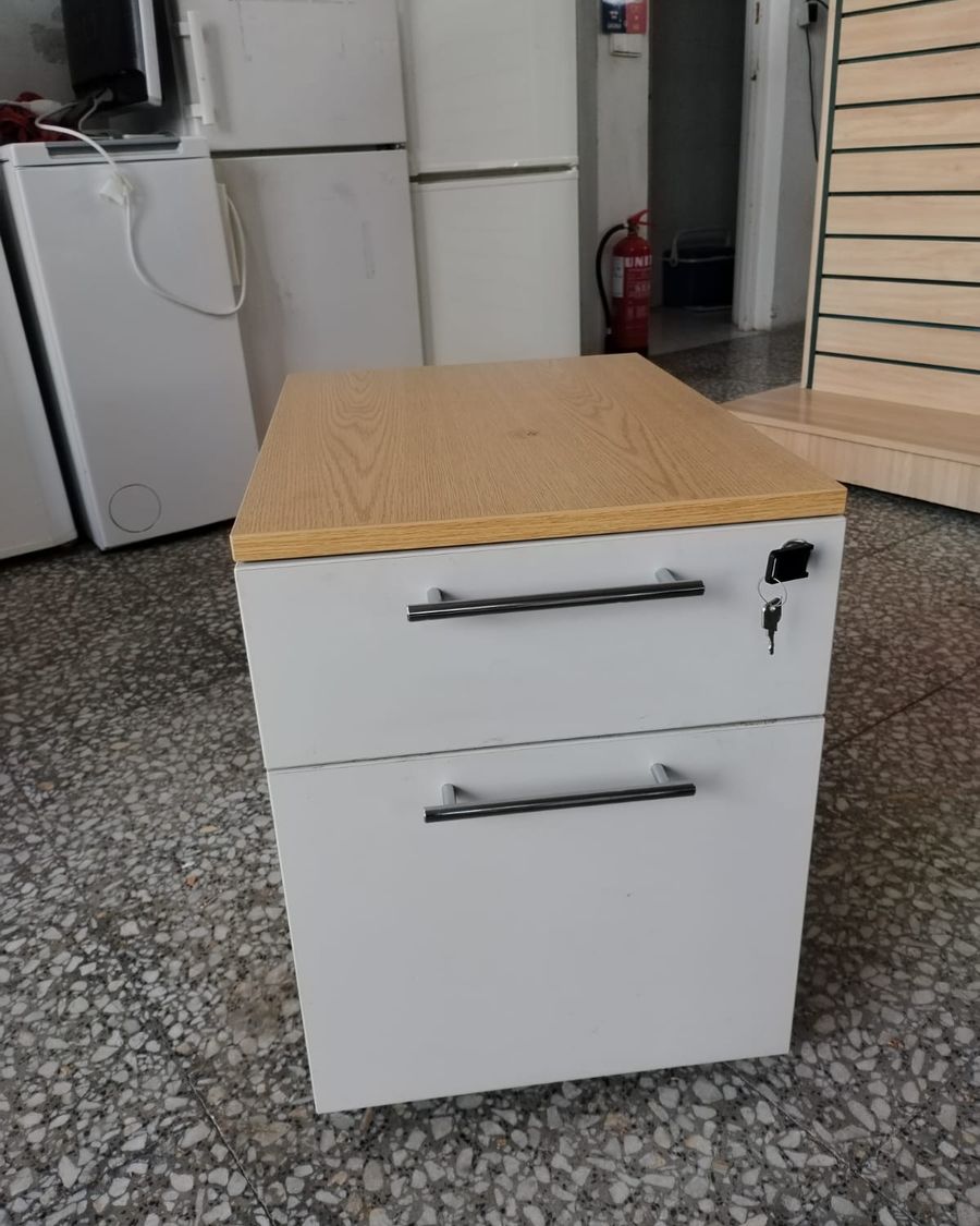 Archivador móvil de oficina con dos cajones y tapa de madera - imagen 2