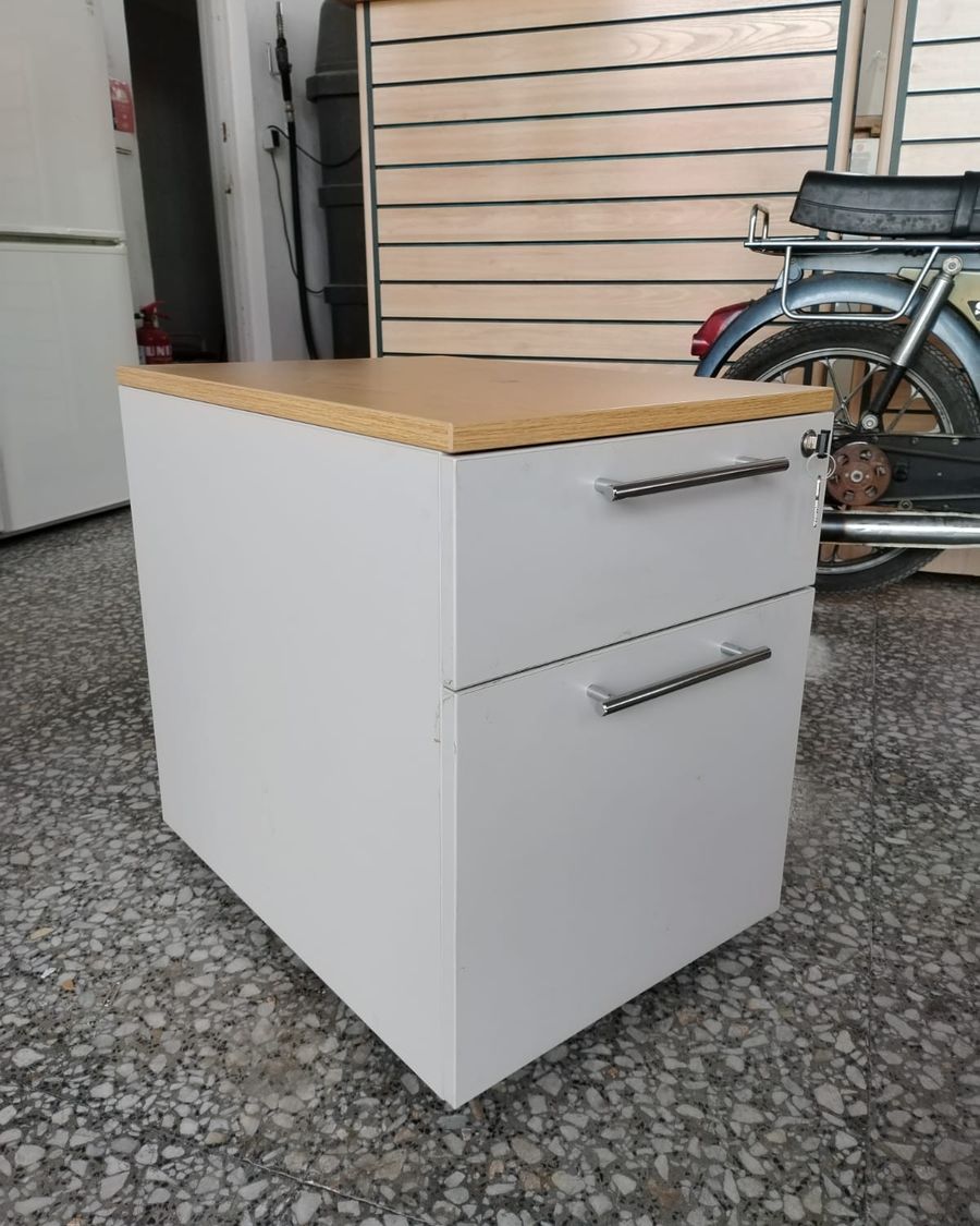 Archivador móvil de oficina con dos cajones y tapa de madera - imagen 3