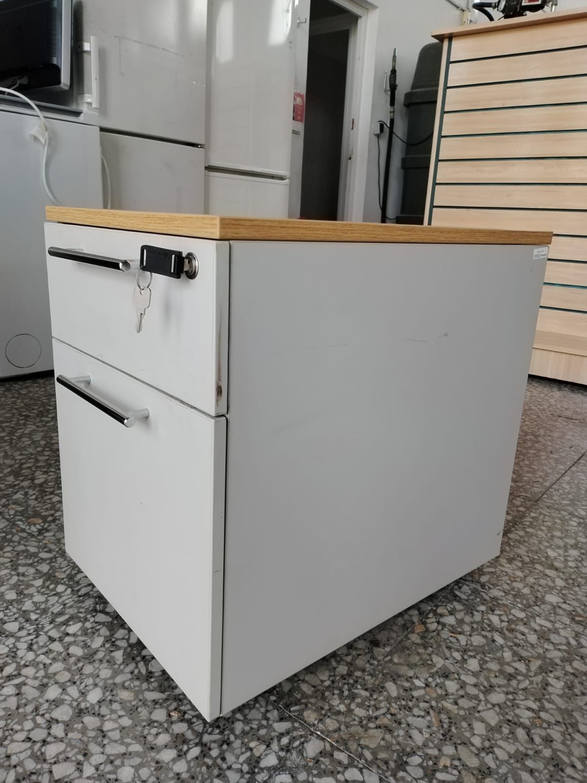 Archivador móvil de oficina con dos cajones y tapa de madera - miniatura 4
